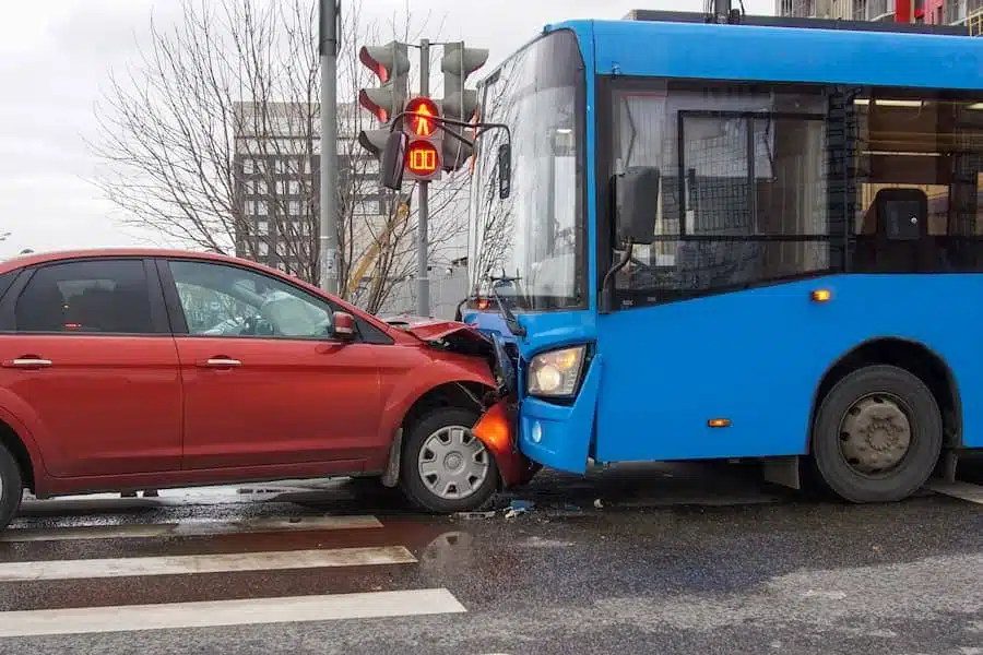 Bus and car collision