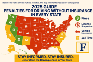 Most severe penalties for driving without insurance by state