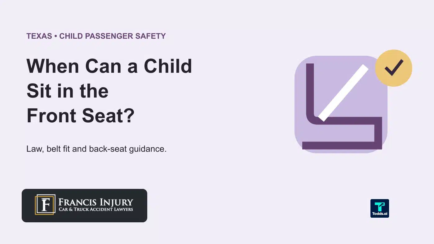 when can a child sit in the front seat of a car — Texas law and belt-fit checklist
